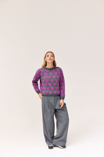 Cathy gris chiné / fuchsia