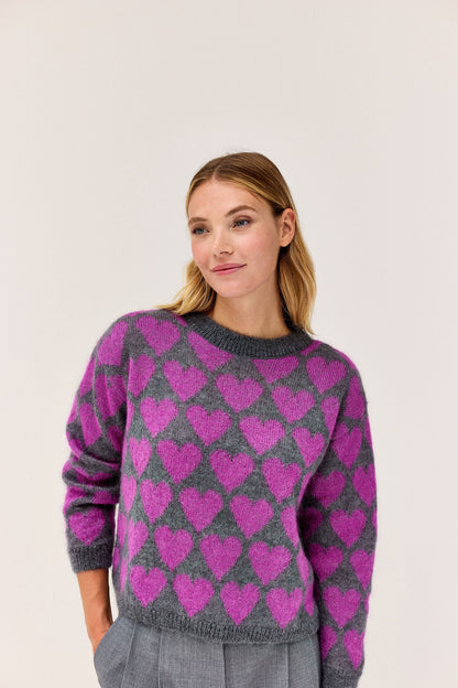 Cathy gris chiné / fuchsia