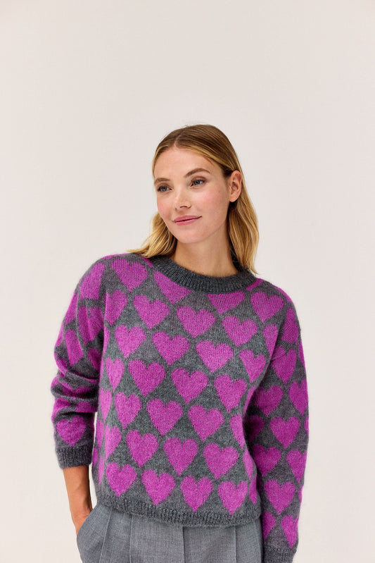Cathy gris chiné / fuchsia