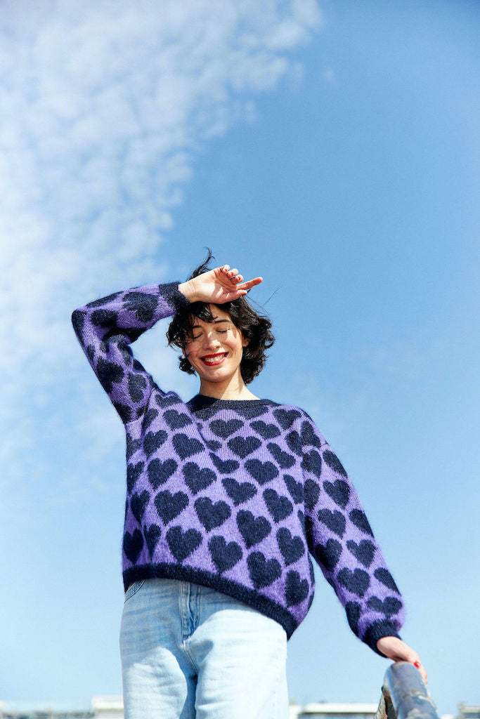 Pull Cathy purple / marine